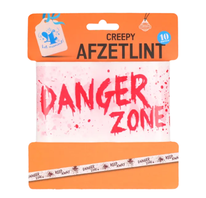 Afzetlint Halloween keep away bloody rood/wit 10m