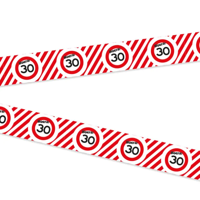 Afzetlint 30 jaar rood/wit 10m