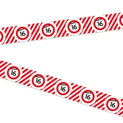 Afzetlint 16 jaar rood/wit 10m