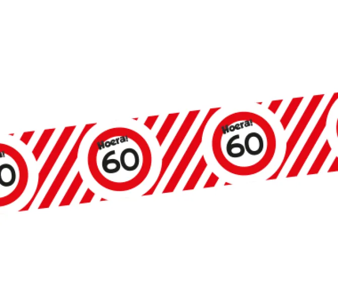 Afzetlint 60 jaar rood/wit 10m