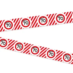Afzetlint 70 jaar rood/wit 10m