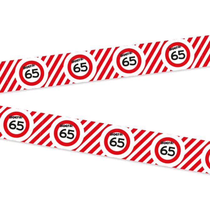 Afzetlint 65 jaar rood/wit 10m