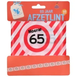 Afzetlint 65 jaar rood/wit 10m