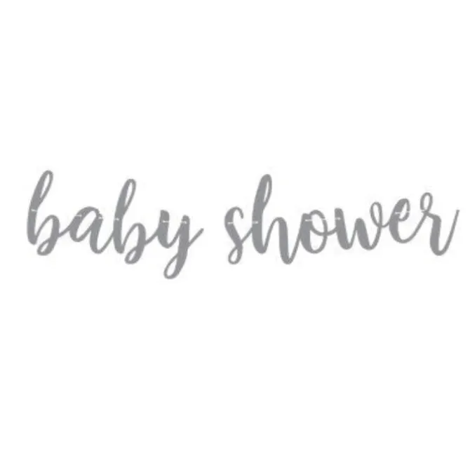 Baby shower letterslinger zilver