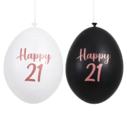 Ballonnen Happy 21 roségoud 30 cm - 12 stuks