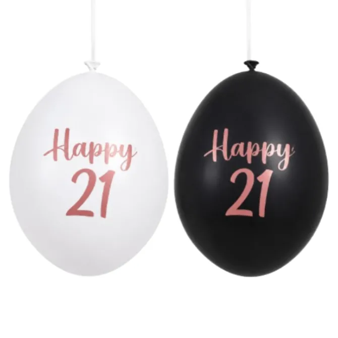 Ballonnen Happy 21 roségoud 30 cm - 12 stuks