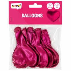 Ballonnen hart parelmoer donkerroze 30cm - 4 stuks