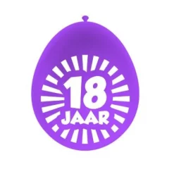 Ballonnen 18 jaar meerkleurig 30 cm - 10 stuks