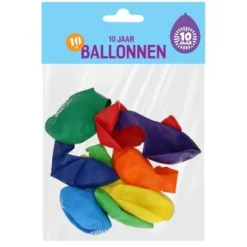 Ballonnen 10 jaar meerkleurig 30 cm - 10 stuks