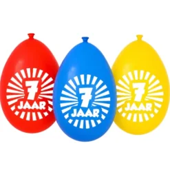 Ballonnen 7 jaar meerkleurige 30cm - 10 stuks