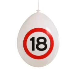 Ballonnen 18 jaar rood/wit 30 cm - 10 stuks