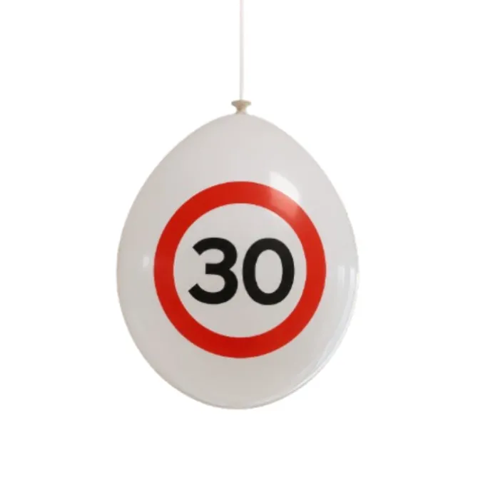 Ballonnen 30 jaar rood/wit 30 cm - 10 stuks