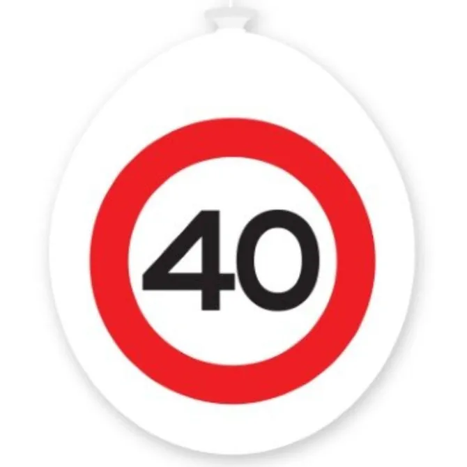 Ballonnen 40 jaar rood/wit 30 cm - 10 stuks