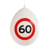 Ballonnen 60 jaar rood/wit 30 cm - 10 stuks
