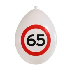 Ballonnen 65 jaar rood/wit 30 cm - 10 stuks
