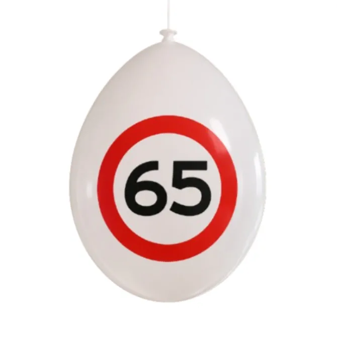 Ballonnen 65 jaar rood/wit 30 cm - 10 stuks