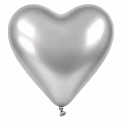 Ballonnen Metallic Hart - Zilver - 30cm - 3 stuks