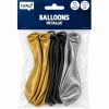 Ballonnen Metallic - Mix Goud/Zilver/Zwart - 30cm - 12 stuks