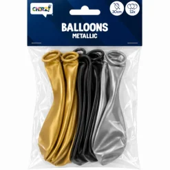 Ballonnen Metallic - Mix Goud/Zilver/Zwart - 30cm - 12 stuks