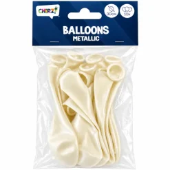 Ballonnen Metallic - Wit - 30cm - 10 stuks