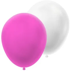 Ballonnen metallic wit/roze 30cm - 20 stuks