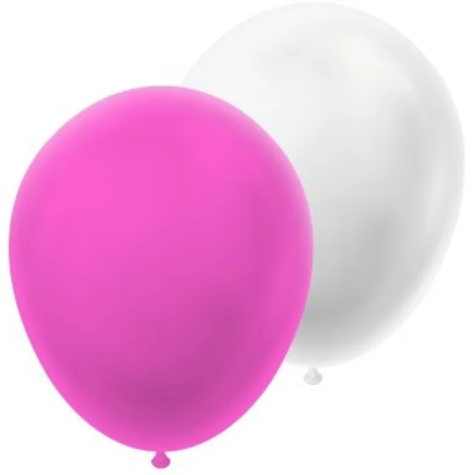 Ballonnen metallic wit/roze 30cm - 20 stuks