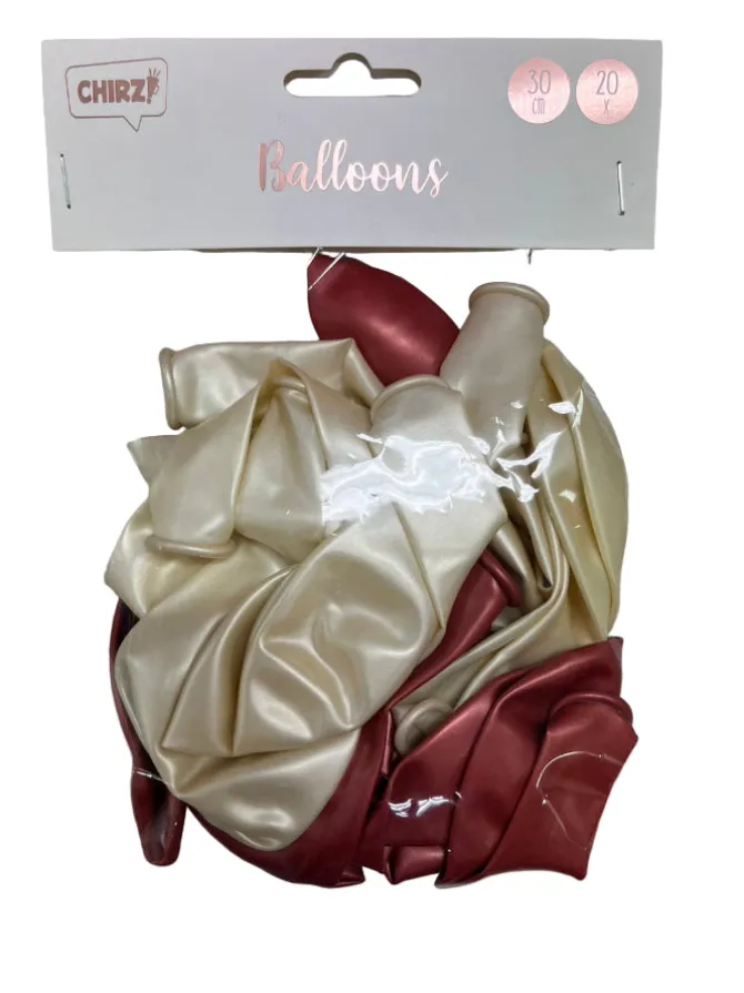 Ballonnen parelmoer wit/roségoud 30 cm - 20 stuks
