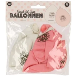 Ballonnen Sarah 50 jaar 30 cm - 8 stuks