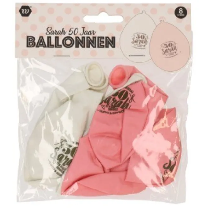 Ballonnen Sarah 50 jaar 30 cm - 8 stuks