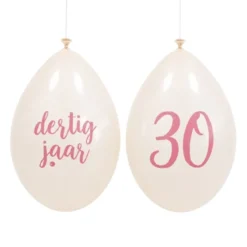 Ballonnen 30 years wit/roségoud 30 cm - 10 stuks