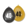 Ballonnen 40 zwart/goud 30 cm - 8 stuks