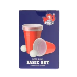 Beer Pong set - 6 bekers - rood - 2 ballen