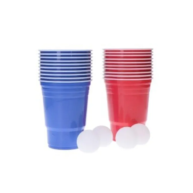 Beer Pong set rood/blauw – 20 bekers + 4 ballen