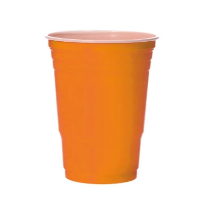 Bekers Beer Pong plastic oranje – 12 stuks (455 ml)