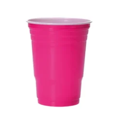 Bekers Beer Pong plastic roze – 12 stuks (455 ml)