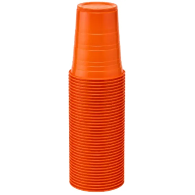 Bekers plastic oranje – 50 stuks (200 ml)