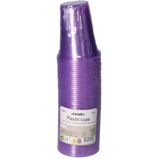 Bekers plastic paars – 50 stuks (200 ml)