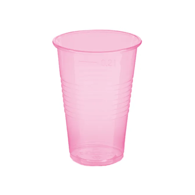 Bekers plastic roze – 50 stuks (200 ml)