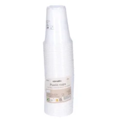 Bekers plastic wit – 50 stuks (200 ml)