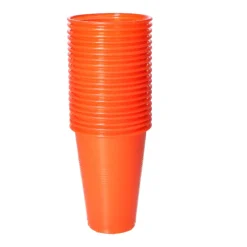 Bekers plastic XL oranje – 20 stuks