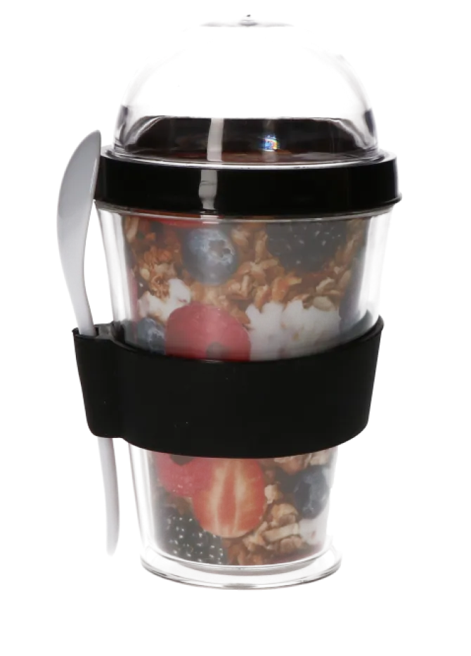 Beker yoghurt & meusli zwart/transparant