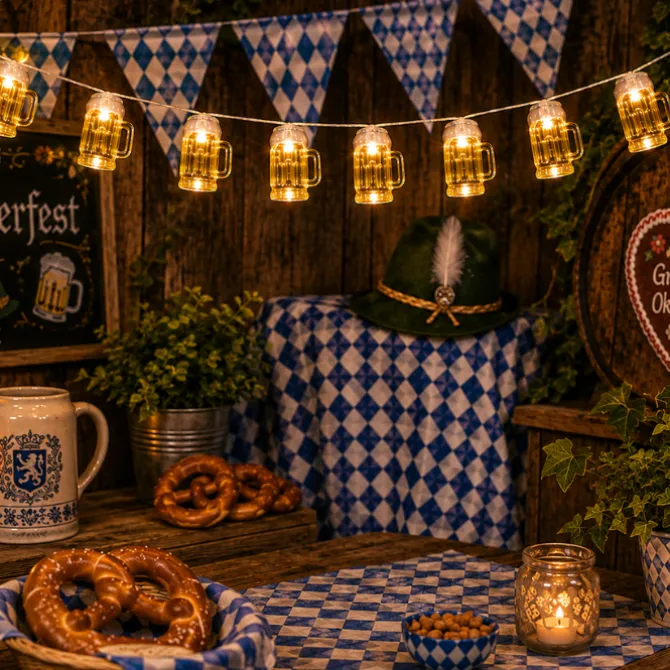 Bier lichtsnoer geel/wit 10 lichten 2m