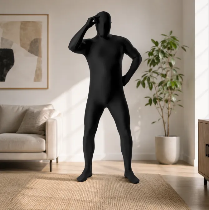 Body suit heren zwart one size
