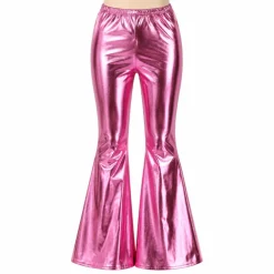 Broek flared metallic roze dames maat S/M