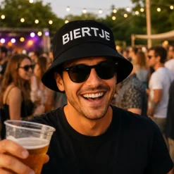 Bucket hat Biertje zwart