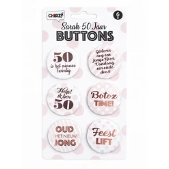 Buttons Sarah 50 jaar 6St
