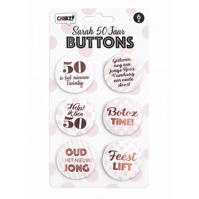 Buttons Sarah 50 jaar 6St