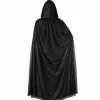 Cape Halloween capuchon pailletten zwart