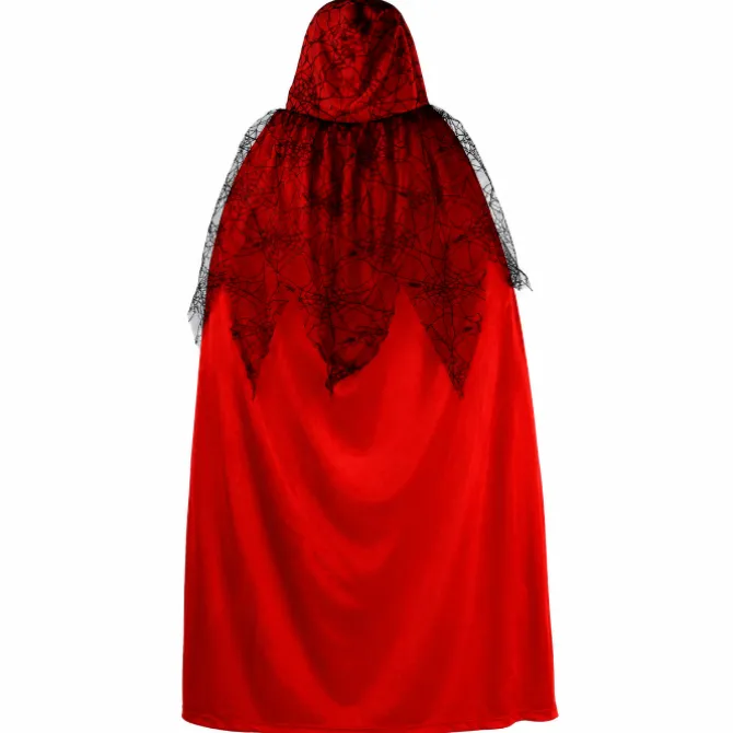 Cape Halloween spinnenweb rood one size