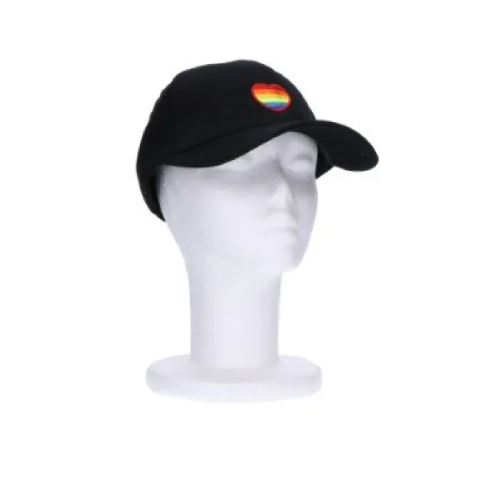 Cap zwart regenboog hartje